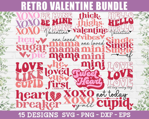 Retro Valentine SVG Bundle - Valentine's Day SVG, Valentine Shirt SVG, Valentine Sublimation PNG, Valentine's Day PNG SVG GraphicsTreasures 