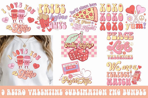 Retro Valentine's Day PNG Bundle Sublimation Cut file Sublimation Freeling Design House 
