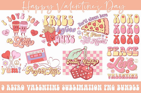 Retro Valentine's Day PNG Bundle Sublimation Cut file Sublimation Freeling Design House 