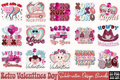 Retro Valentines Day Sublimation Design Bundle Sublimation SVGArt 