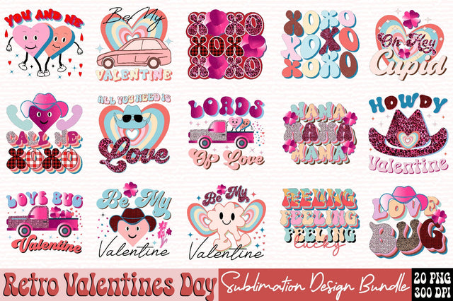 Retro Valentines Day Sublimation Design Bundle Sublimation SVGArt 