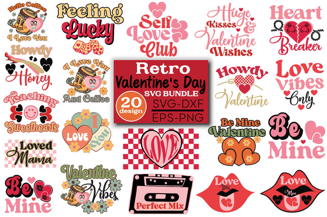 Retro Valentine's Day Svg Bundle SVG Angelina750 