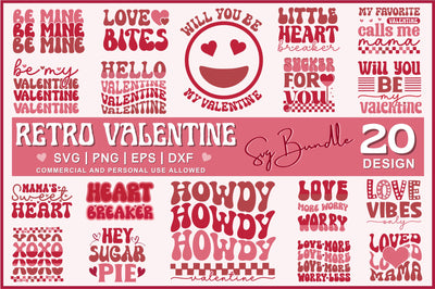 Retro Valentines Day SVG Bundle SVG Regulrcrative 
