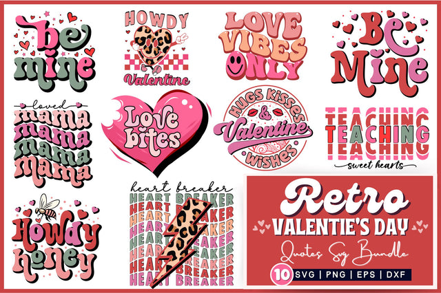 Retro Valentines Day SVG Bundle SVG Regulrcrative 