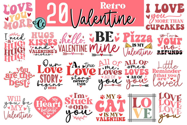 Retro Valentines SVG Bundle, Retro Valentine Designs svg, Valentine Shirts svg Bundle, Cute Valentines svg bundle, Heart Shirt svg, Love, Cut File Cricut SVG Crazy Craft 