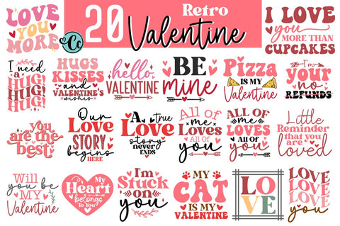 Retro Valentines SVG Bundle, Retro Valentine Designs svg, Valentine Shirts svg Bundle, Cute Valentines svg bundle, Heart Shirt svg, Love, Cut File Cricut SVG Crazy Craft 