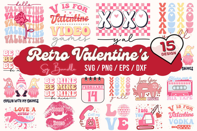 Retro Valentines SVG Bundle SVG Regulrcrative 
