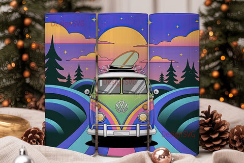 Retro Van Sunset 20oz Tumbler Wrap Sublimation DesignSVG 