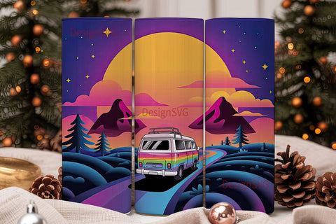 Retro Van Sunset 20oz Tumbler Wrap Sublimation DesignSVG 