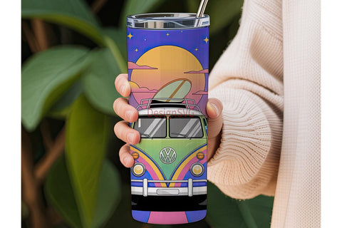 Retro Van Sunset 20oz Tumbler Wrap Sublimation DesignSVG 