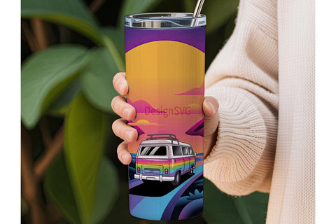 Retro Van Sunset 20oz Tumbler Wrap Sublimation DesignSVG 