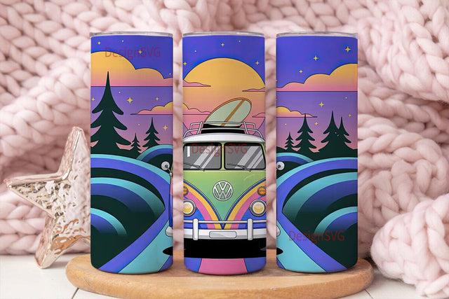 Retro Van Sunset 20oz Tumbler Wrap Sublimation DesignSVG 