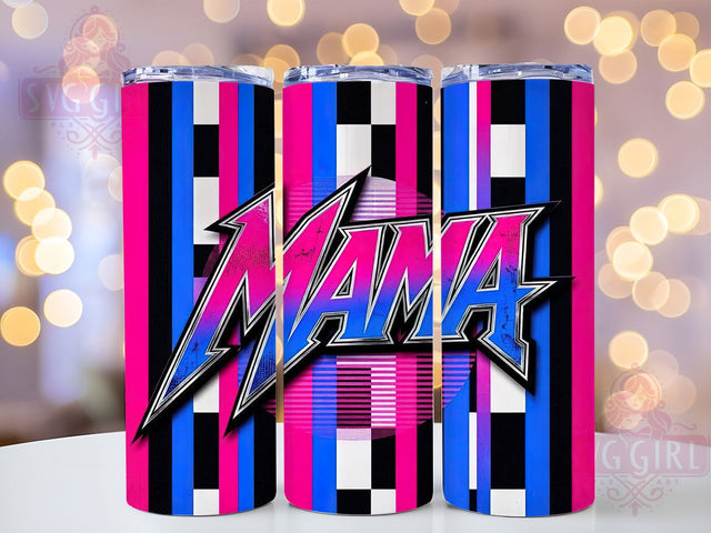 Retro Vaporwave MAMA Poster 20oz Tumbler, Vaporwave Poster, Retro MAMA, Neon Theme, Sublimation Wrap, 20oz Tumbler, Aesthetic Design, Synthwave Style Sublimation SvggirlplusArt 