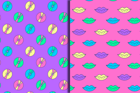 Retro Vaporwave Seamless Patterns Digital Pattern Rin Green 