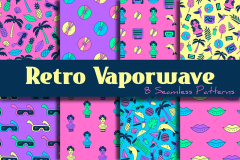 Retro Vaporwave Seamless Patterns Digital Pattern Rin Green 