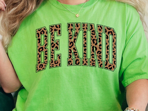Retro Varsity Be Kind Leopard Print: Sublimation Design SVG DesignDestine 