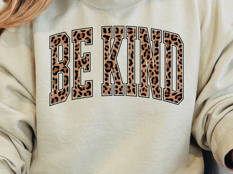 Retro Varsity Be Kind Leopard Print: Sublimation Design SVG DesignDestine 