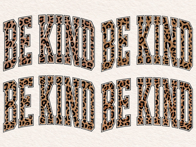 Retro Varsity Be Kind Leopard Print: Sublimation Design SVG DesignDestine 