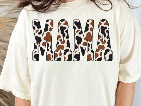 Retro Varsity Mama Cow Print Coquette Design , Western Mama Bow Animal Print Sublimation Shirt SVG & PNG SVG DesignDestine 