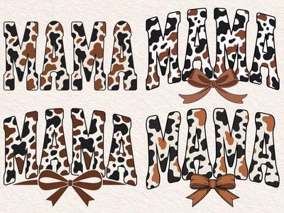 Retro Varsity Mama Cow Print Coquette Design , Western Mama Bow Animal Print Sublimation Shirt SVG & PNG SVG DesignDestine 