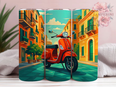 Retro Vespa Scooter Lover Tumbler, Italian Style Cup, Vintage Vespa Design, Retro Scooter Present, Classic Ride Tumbler, Motor Scooter Gift, European Style Cup Sublimation Li Zamperini 