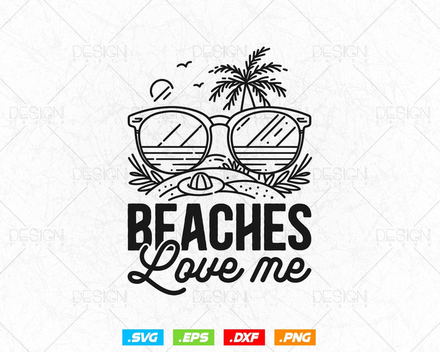 Retro Vintage Beaches Love Me Funny Beach Vacation Svg Png File, Party favors for a summer event, Summer t-shirt design gift for beach lover SVG DesignDestine 