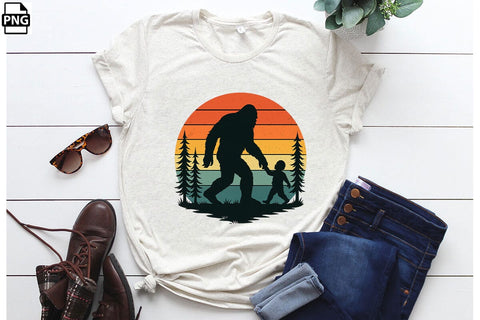 Retro Vintage Bigfoot Dad Father's Day PNG Printable File Sublimation Creativedesigntee 