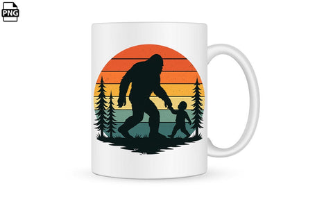 Retro Vintage Bigfoot Dad Father's Day PNG Printable File Sublimation Creativedesigntee 