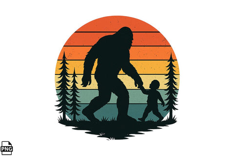 Retro Vintage Bigfoot Dad Father's Day PNG Printable File Sublimation Creativedesigntee 