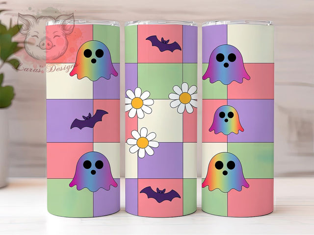 Retro Vintage Cute Halloween Ghost Tumbler, Cute Ghost Wrap, 20Oz Sublimation Design, Vintage Halloween Cup, Spooky Ghost Tumbler, Halloween Drinkware, Fall Coffee Cup Sublimation Lara' s Designs 