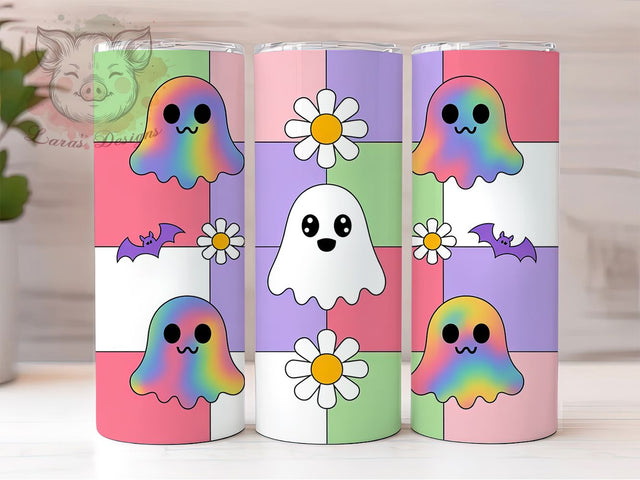 Retro Vintage Cute Halloween Ghost Tumbler, Cute Ghost Wrap, 20Oz Sublimation Design, Vintage Halloween Cup, Spooky Ghost Tumbler, Halloween Drinkware, Fall Coffee Cup Sublimation Lara' s Designs 