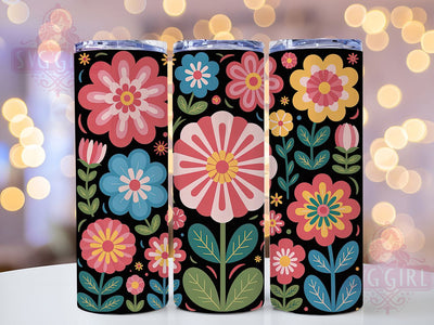 Retro Vintage Floral Tumbler, Template Flower, Vintage Style, Bold Pattern, Whimsical Art, 20Oz Tumbler, Sublimation Wrap Sublimation SvggirlplusArt 