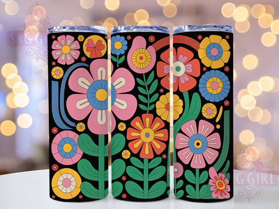 Retro Vintage Floral Tumbler, Template Flower, Vintage Style, Bold Pattern, Whimsical Art, 20Oz Tumbler, Sublimation Wrap Sublimation SvggirlplusArt 