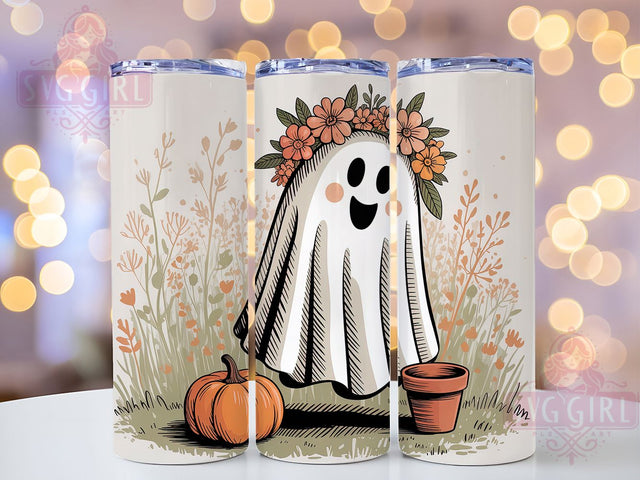 Retro Vintage Ghost Halloween Tumbler, Vintage Ghost Cup, 20Oz Sublimation Wrap, Classic Halloween Mug, Retro Spooky Drinkware, Old School Ghost Tumbler, Vintage Halloween Design Sublimation SvggirlplusArt 