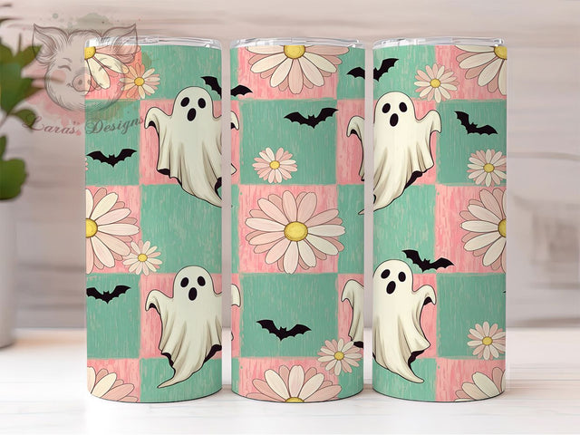 Retro Vintage Ghost Halloween Tumbler, Vintage Ghost Wrap, 20Oz Sublimation, Spooky Retro Cup, Classic Halloween Drinkware, Old School Ghost Design, Nostalgic Fall Tumbler Sublimation Lara' s Designs 