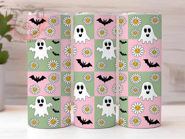 Retro Vintage Ghost Halloween Tumbler, Vintage Ghost Wrap, 20Oz Sublimation, Spooky Retro Cup, Classic Halloween Drinkware, Old School Ghost Design, Nostalgic Fall Tumbler Sublimation Lara' s Designs 