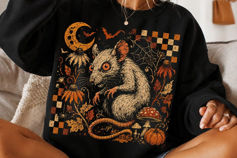 Retro Vintage Halloween Rat PNG Design SVG DesignDestine 