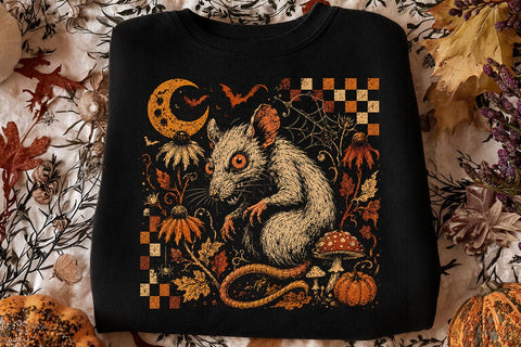 Retro Vintage Halloween Rat PNG Design SVG DesignDestine 