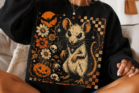 Retro Vintage Halloween Rat PNG Design SVG DesignDestine 