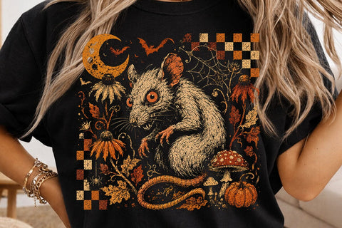 Retro Vintage Halloween Rat PNG Design SVG DesignDestine 