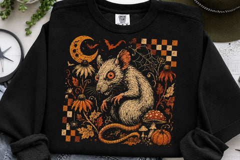 Retro Vintage Halloween Rat PNG Design SVG DesignDestine 