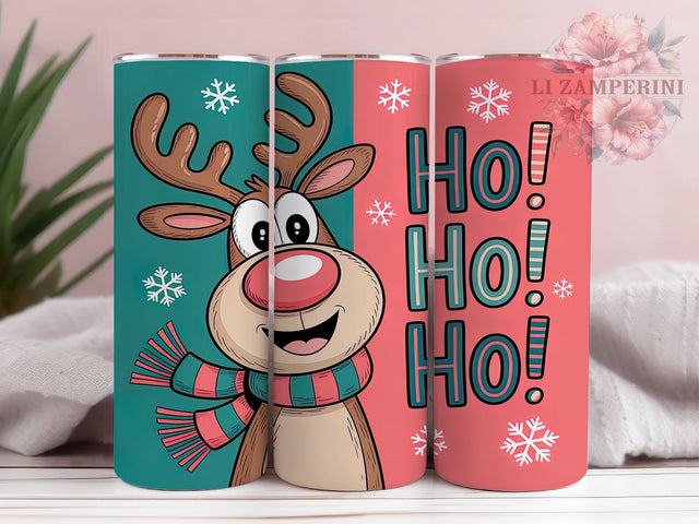 Retro Vintage Rudolph Christmas Tumbler, Reindeer Christmas Wrap, Ho Ho Ho Sublimation, Vintage Holiday Cup, 20Oz Skinny Tumbler Wrap, Nostalgic Rudolph Mug, Festive Christmas Design Sublimation Li Zamperini 