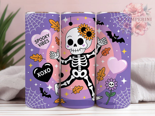 Retro Vintage Skeleton Halloween Tumbler, Halloween Skeleton Mug, Vintage Skeleton Art, 20Oz Tumbler Wrap, Sublimation Design, Spooky Retro Drinkware, Classic Halloween Print Sublimation Li Zamperini 
