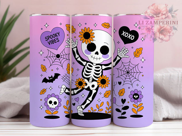 Retro Vintage Skeleton Halloween Tumbler, Halloween Skeleton Mug, Vintage Skeleton Art, 20Oz Tumbler Wrap, Sublimation Design, Spooky Retro Drinkware, Classic Halloween Print Sublimation Li Zamperini 