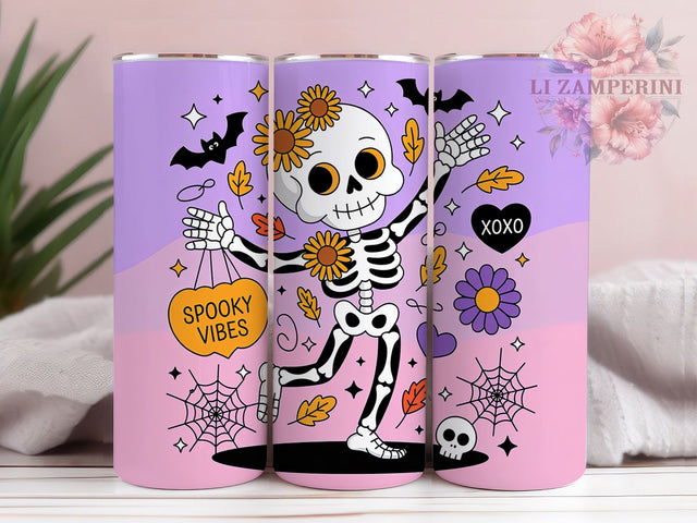 Retro Vintage Skeleton Halloween Tumbler, Halloween Skeleton Mug, Vintage Skeleton Art, 20Oz Tumbler Wrap, Sublimation Design, Spooky Retro Drinkware, Classic Halloween Print Sublimation Li Zamperini 