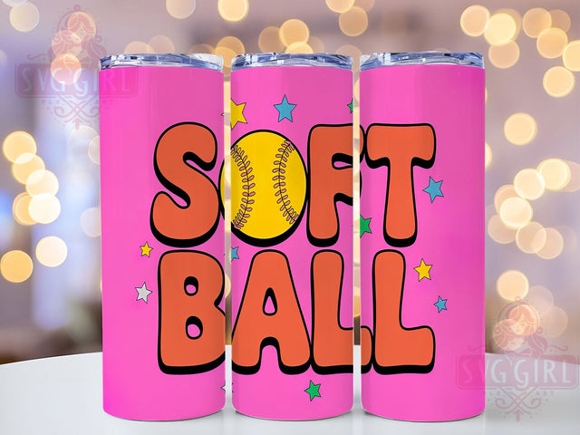 Retro Vintage Softball Tumbler Wrap, Retro Baseball Mom Wrap, 20oz Pink Sports Design, 80s Inspired Sublimation, Throwback Player Gift, Custom Retro Softball Tumbler, Nostalgic Game Day Wrap Sublimation SvggirlplusArt 