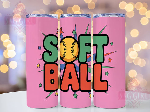 Retro Vintage Softball Tumbler Wrap, Retro Baseball Mom Wrap, 20oz Pink Sports Design, 80s Inspired Sublimation, Throwback Player Gift, Custom Retro Softball Tumbler, Nostalgic Game Day Wrap Sublimation SvggirlplusArt 