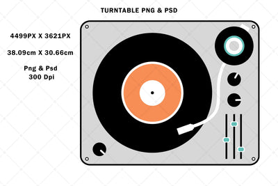 Retro Vinyl Music Record Turntable Png & Psd Sublimation Karma Genie Graphics 