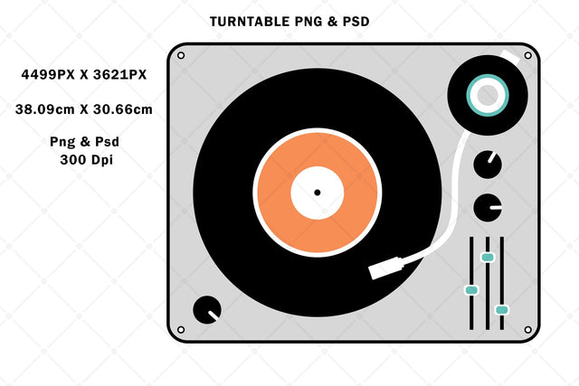 Retro Vinyl Music Record Turntable Png & Psd Sublimation Karma Genie Graphics 