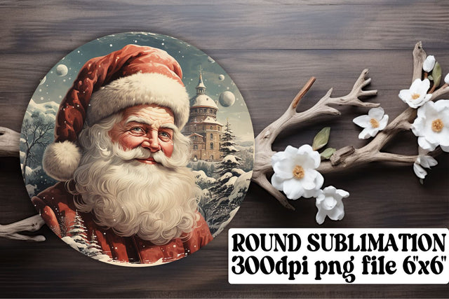 Retro Watercolor Christmas Keychain PNG for Round Design Sublimation afrosvg 